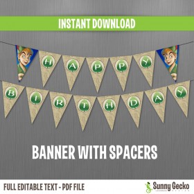 Peter Pan Happy Birthday Banner with Spacers